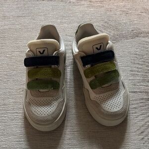 Veja Kids Sneakers in Cream, Green, and Black